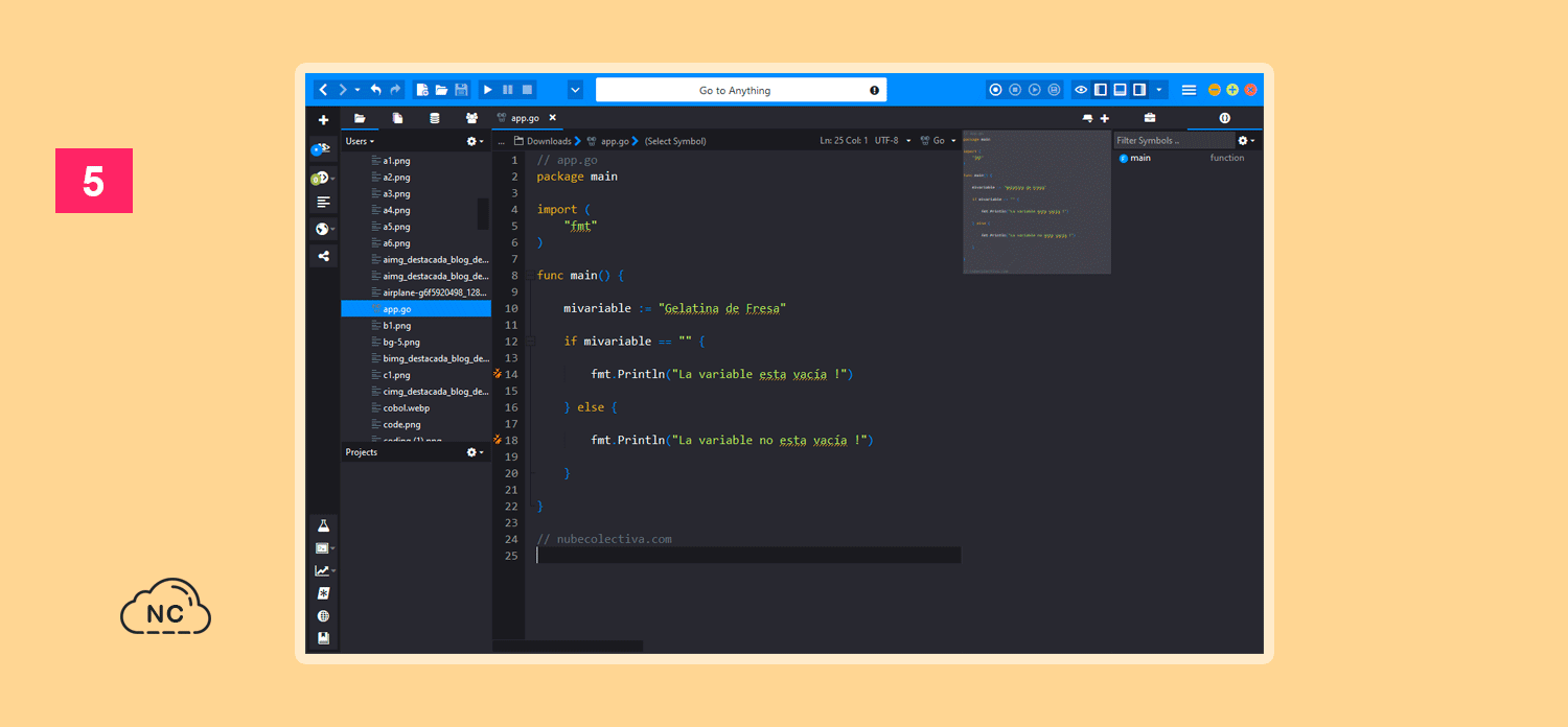 Interface del editor de código Open Komodo IDE 