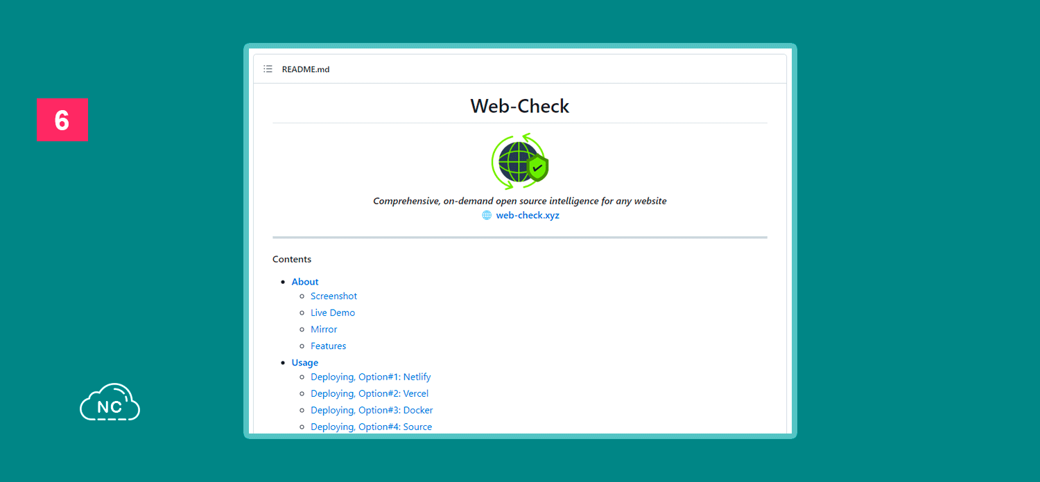 Repositorio de Web Check en GitHub