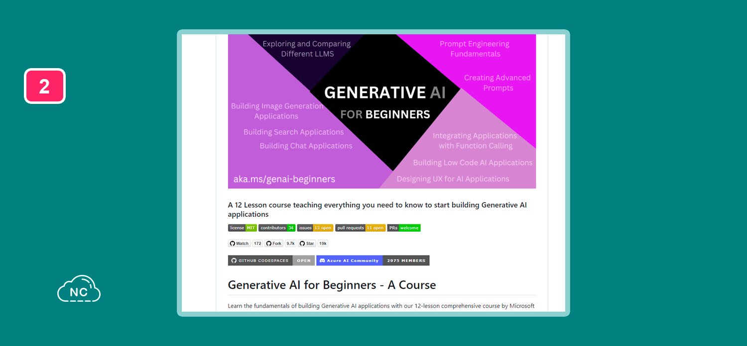 Repositorio Generative AI for Beginners en GitHub